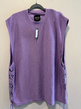 Boohoo Lavender Sleeveless Lace-Up Side Tank